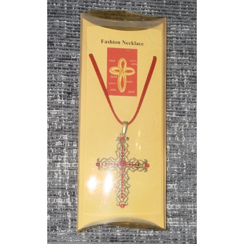 Red Cross Pendant Necklace - New in Package